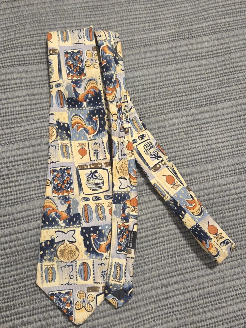 Kids Patterned Tie-Style Pajama Accessory in Cream and Blue